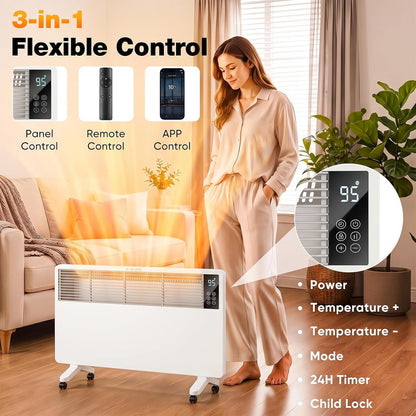 Convection Panel Space Heater for Indoor Use with APP & Remote