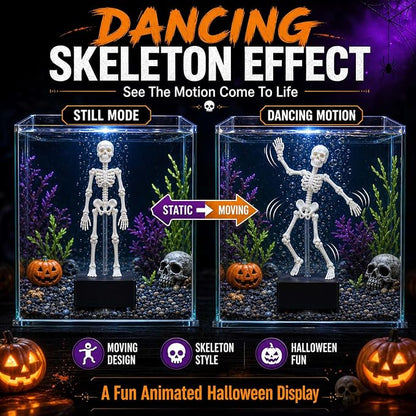 Dancing Skeleton Aquarium Decoration  Halloween Fish Tank Decor with Bubble Effect