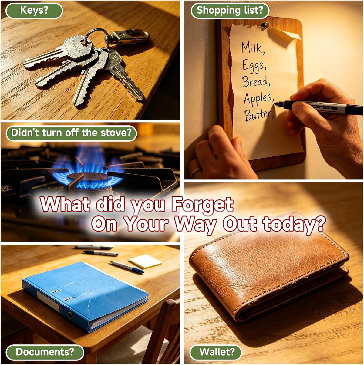 Door Exit Reminder with Key Holder, Recordable Voice Reminder, Motion-Activated