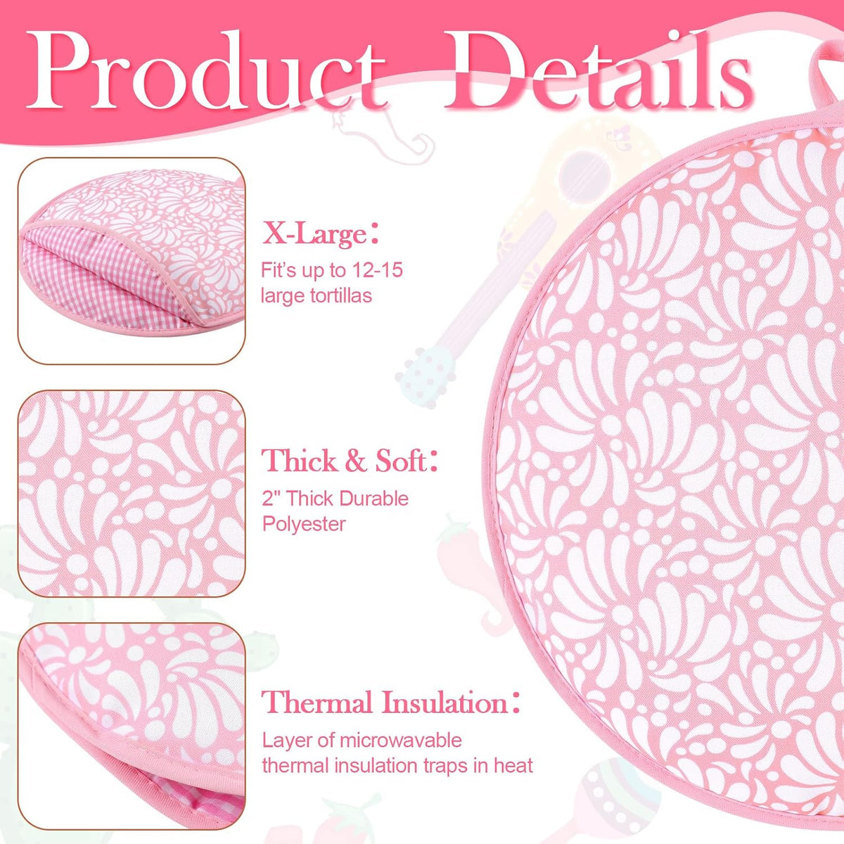 Mexican Insulated Cloth Pouch for Tortillas, Tacos, Naan, and Pizza Rolls