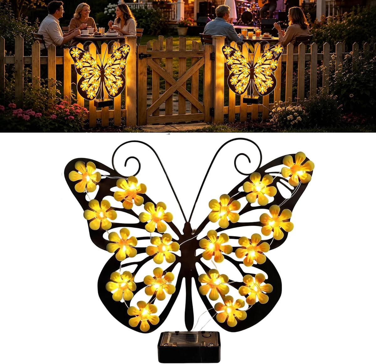 Solar Lights Outdoor Metal Butterfly Wall Decor Ip65 Waterproof