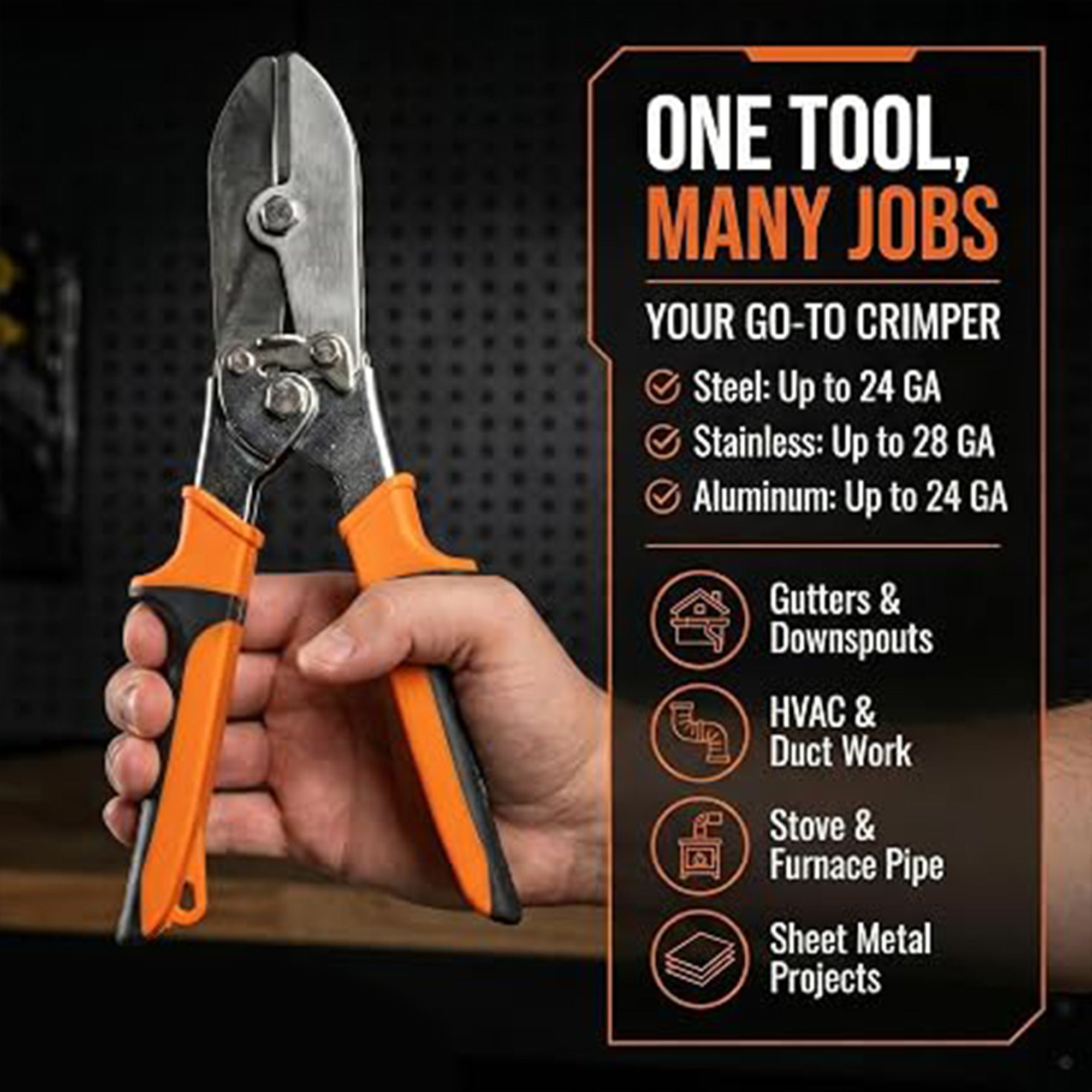 Mutt Tools Pipe Crimper Tool 5 Blade Duct Crimper for HVAC Metal