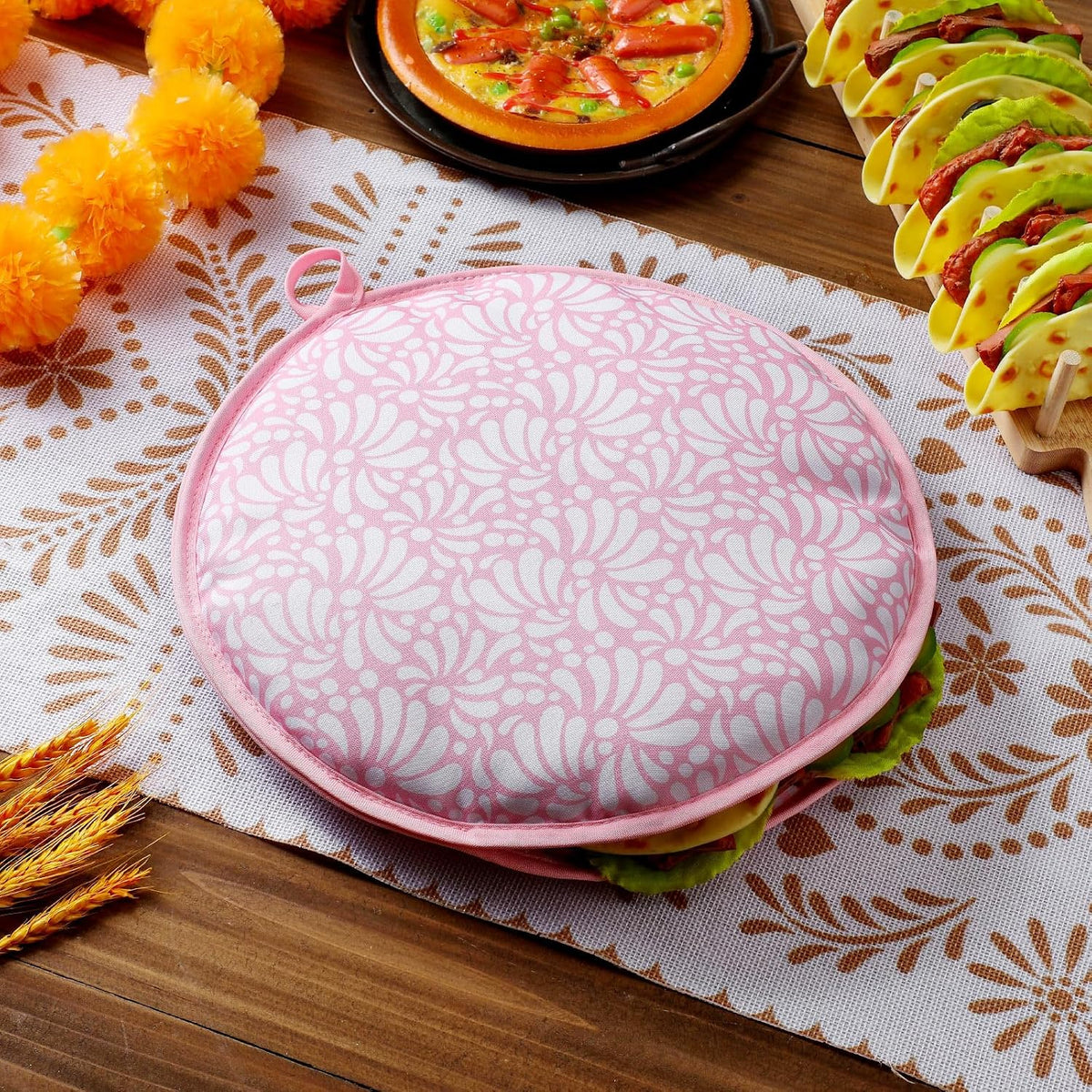 Mexican Insulated Cloth Pouch for Tortillas, Tacos, Naan, and Pizza Rolls
