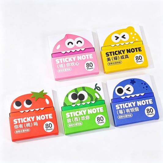 5Style Sticky Note Pads 80 Sheets Cute Pull-Out Adhesive Memo Notes