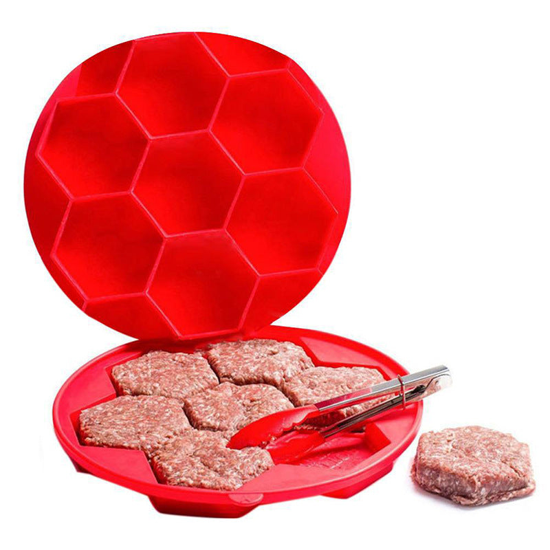 7-Hole Hexagonal Silicone Burger Patty Mold