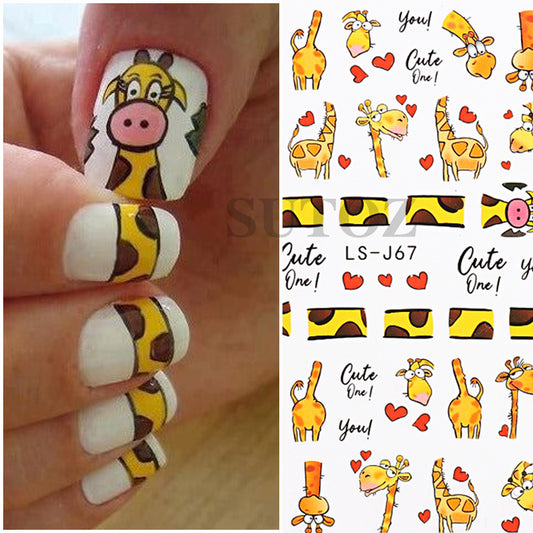 Cute Cartoon Giraffe DIY Self-Adhesive Nail Stickers