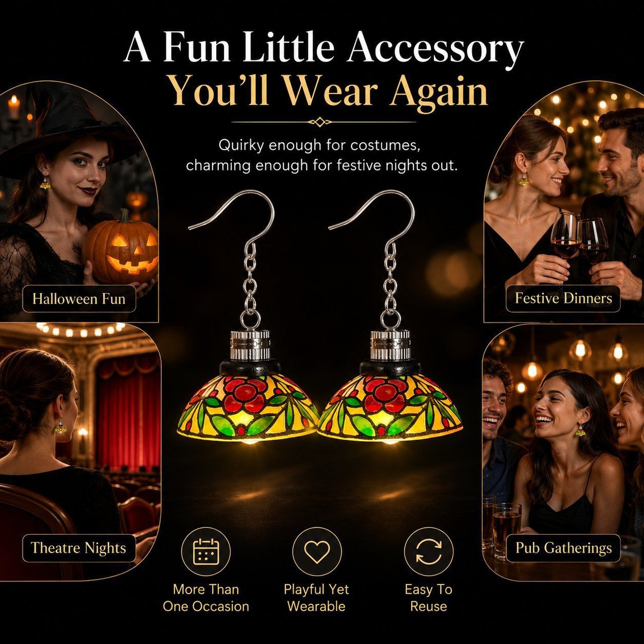 Earring pendant-Mini Chandelier Light Earrings For Costume Party