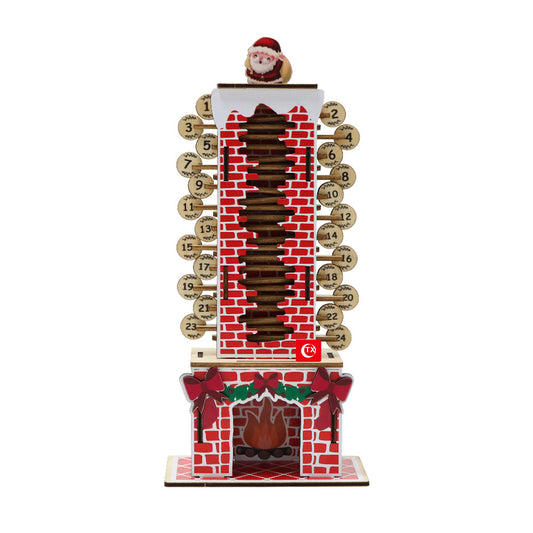 24 Day Holiday Advent Calendar Wooden Santa Chimney Decoration