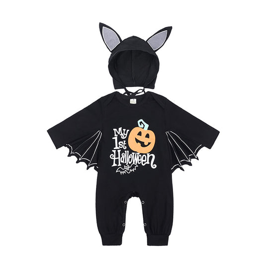 Baby Bat Costume Boy Girls Halloween Outfit with Hat for 0-24 Months