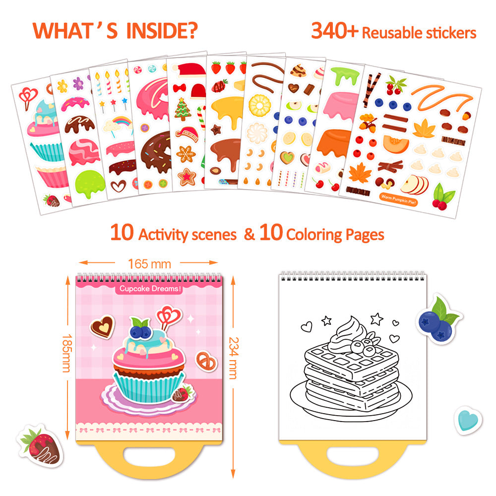 DIY Dessert & Food Sticker Activity Book (Reusable Stickers)