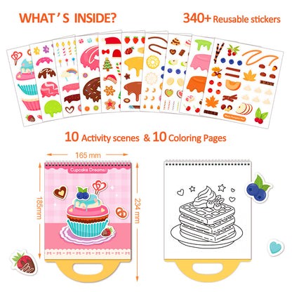 DIY Dessert & Food Sticker Activity Book (Reusable Stickers)