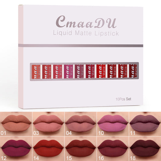 10Pcs Liquid Matte Matt Lipstick Set 24 hour Waterproof Lip Gloss