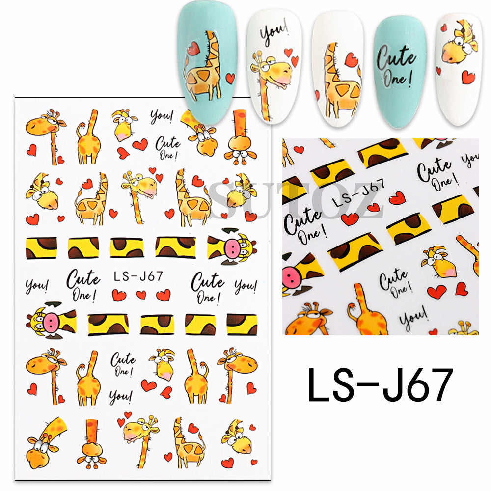 Cute Cartoon Giraffe DIY Self-Adhesive Nail Stickers