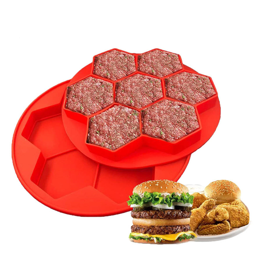 7-Hole Hexagonal Silicone Burger Patty Mold