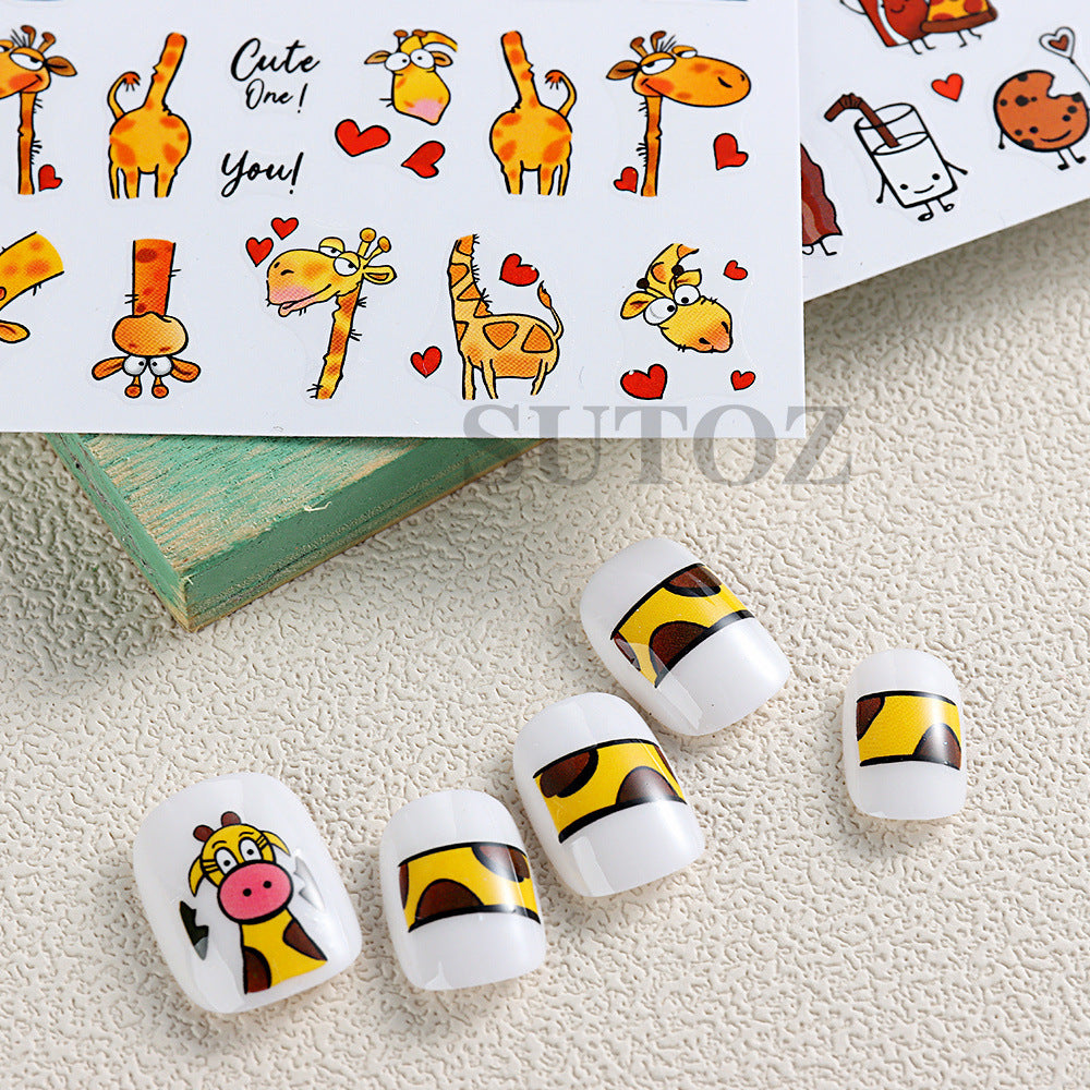 Cute Cartoon Giraffe DIY Self-Adhesive Nail Stickers