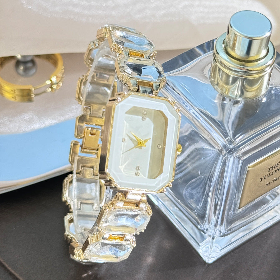 Luxury Women’s Crystal Bracelet Watch Minimalist Dial Diamond Bangle