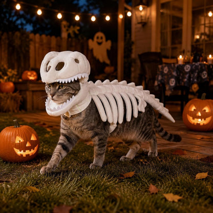 Glow-in-the-dark Dinosaur Skeleton Cat Costume