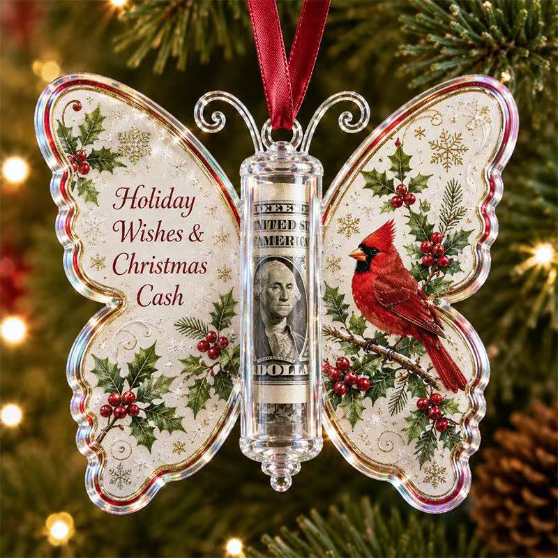 Christmas Cash Gift Butterfly Holder Ornament